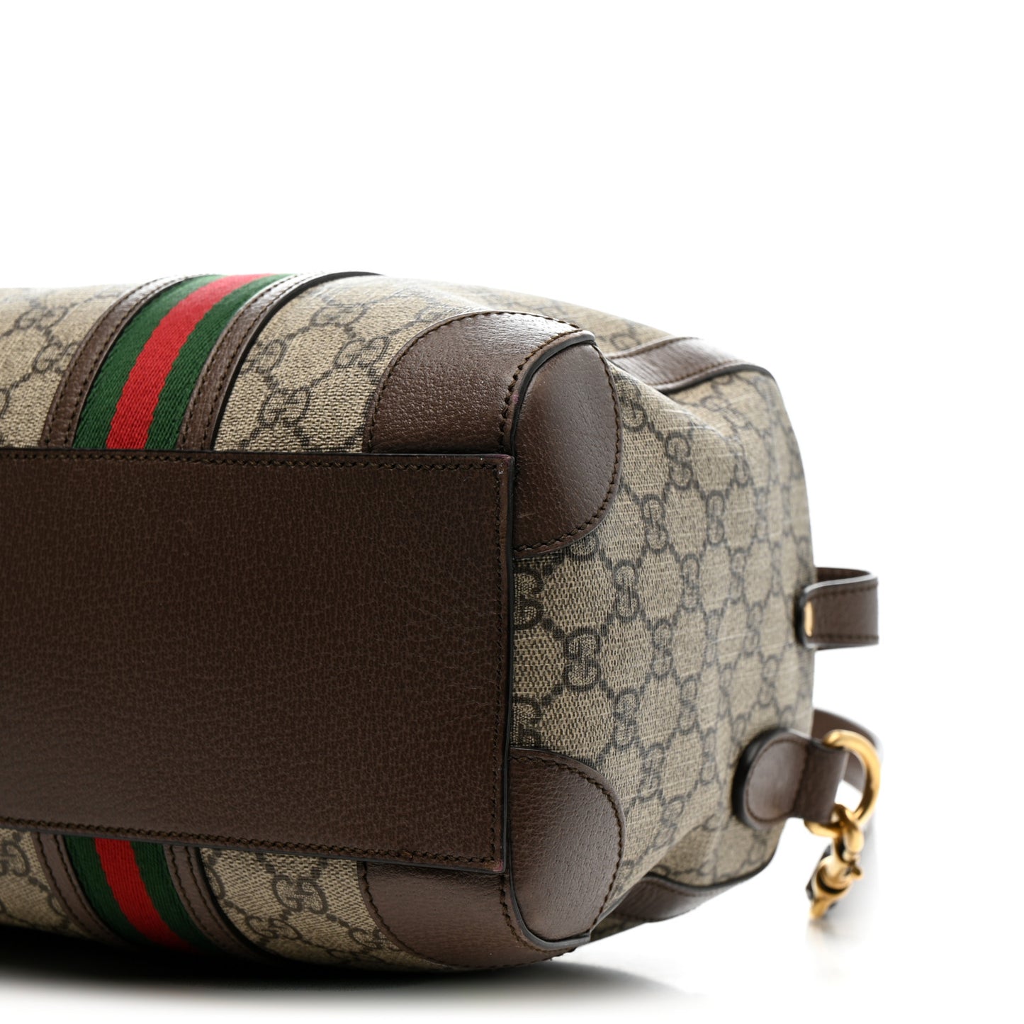 GG Supreme Monogram Textured Dollar Calfskin Web Small Duffle Bag Beige Ebony