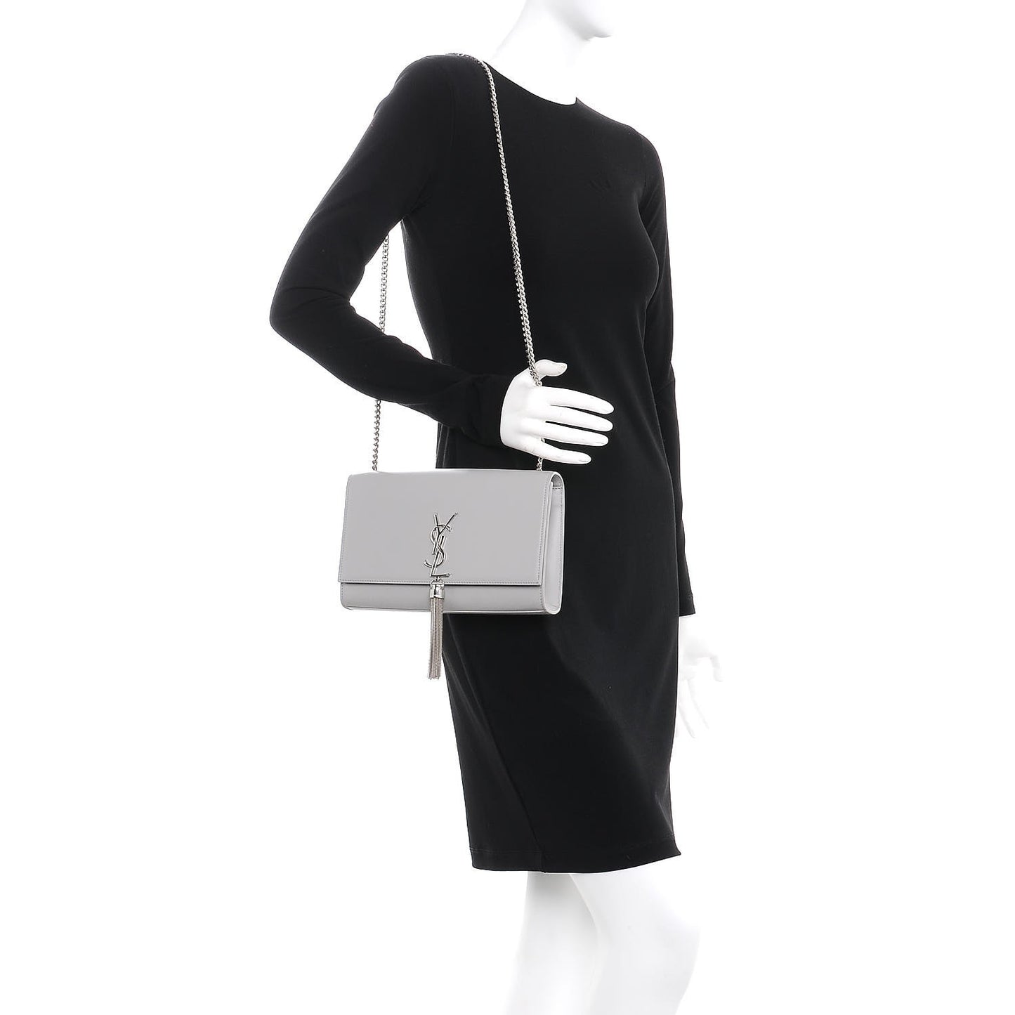Smooth Calfskin Medium Classic Monogram Kate Tassel Satchel Souris
