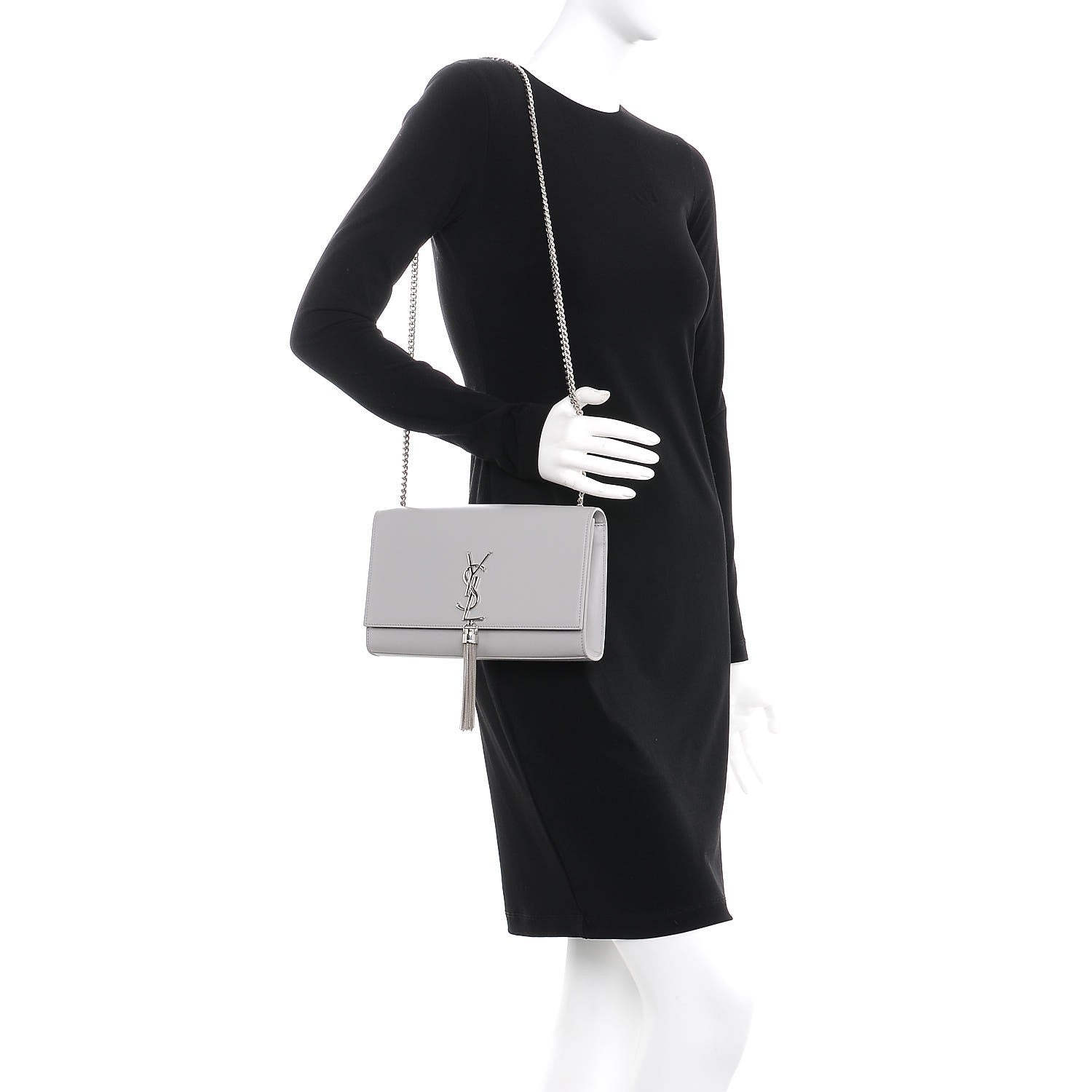 Saint Laurent Smooth Calfskin Medium Classic Monogram Kate Tassel Satchel Souris 2 of 8