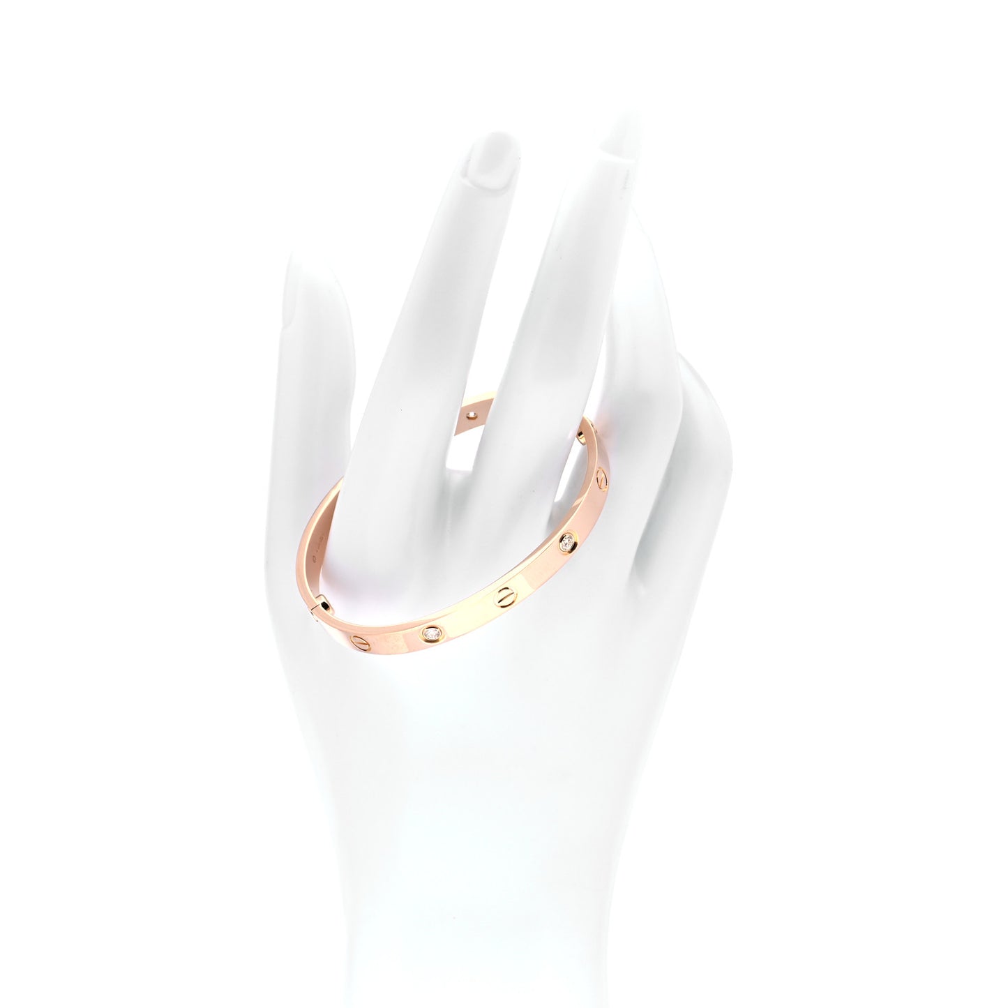 18K Pink Gold 4 Diamond LOVE Bracelet 17