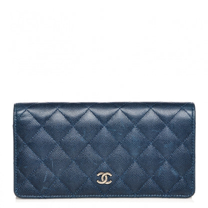 Chanel Caviar Quilted Yen Wallet Dark Blue 1 of 11