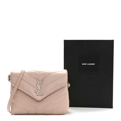 Saint Laurent Calfskin Y Quilted Monogram Toy Loulou Crossbody Bag Marble Pink 9 of 9