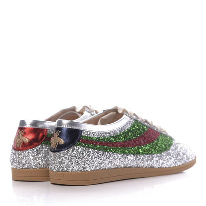 Gucci Glitter Fabric Web Mens Falacer Sneakers 9 Silver 4 of 10