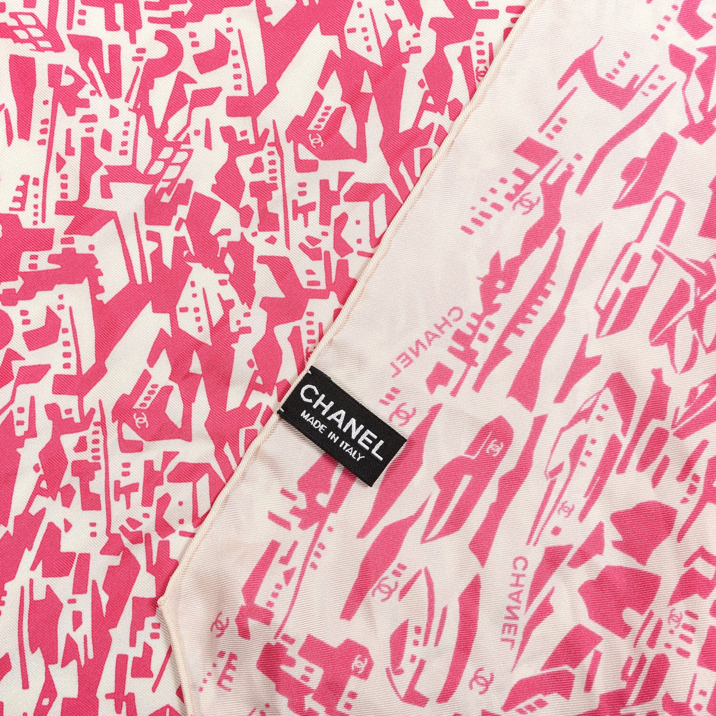 Silk Twill Hair Scarf Pink Ecru