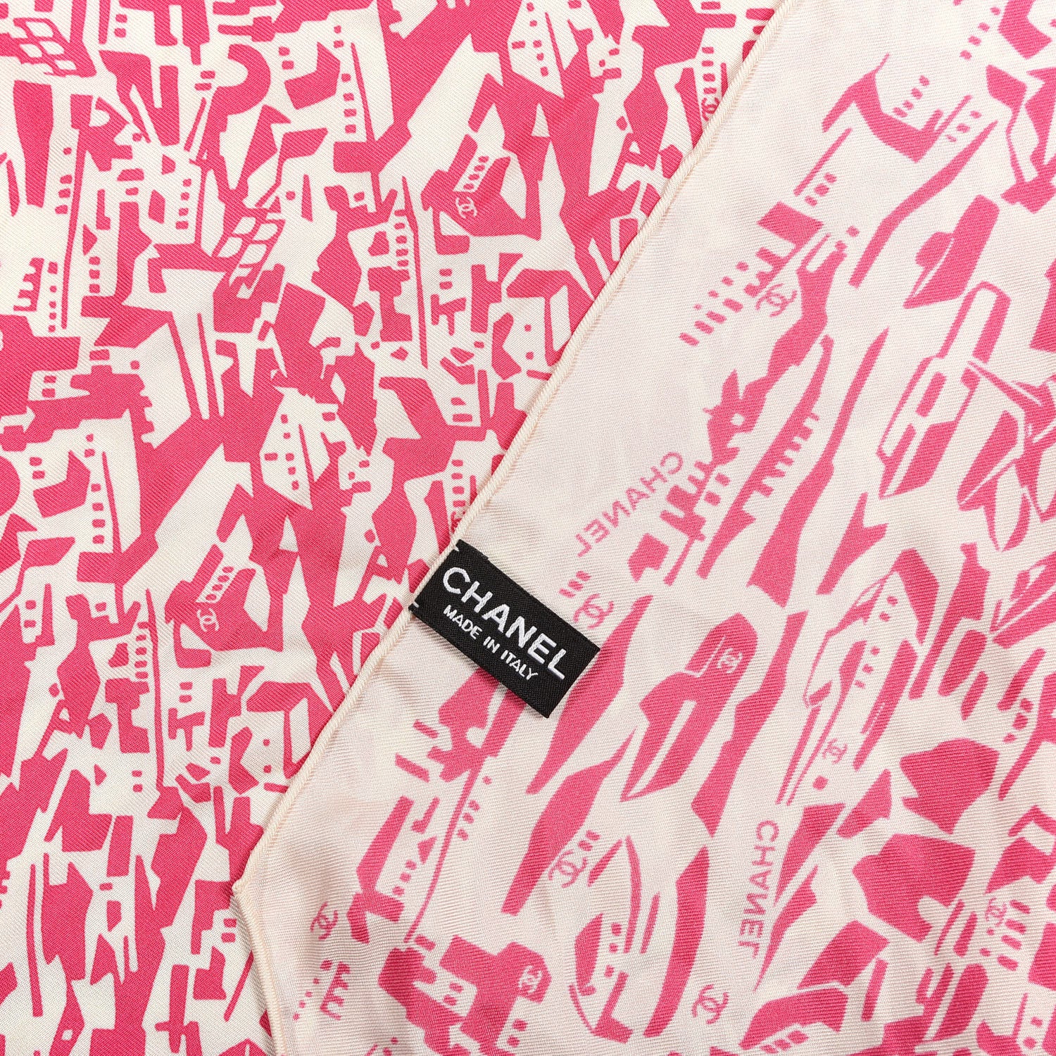 Chanel Silk Twill Hair Scarf Pink Ecru 2 of 4