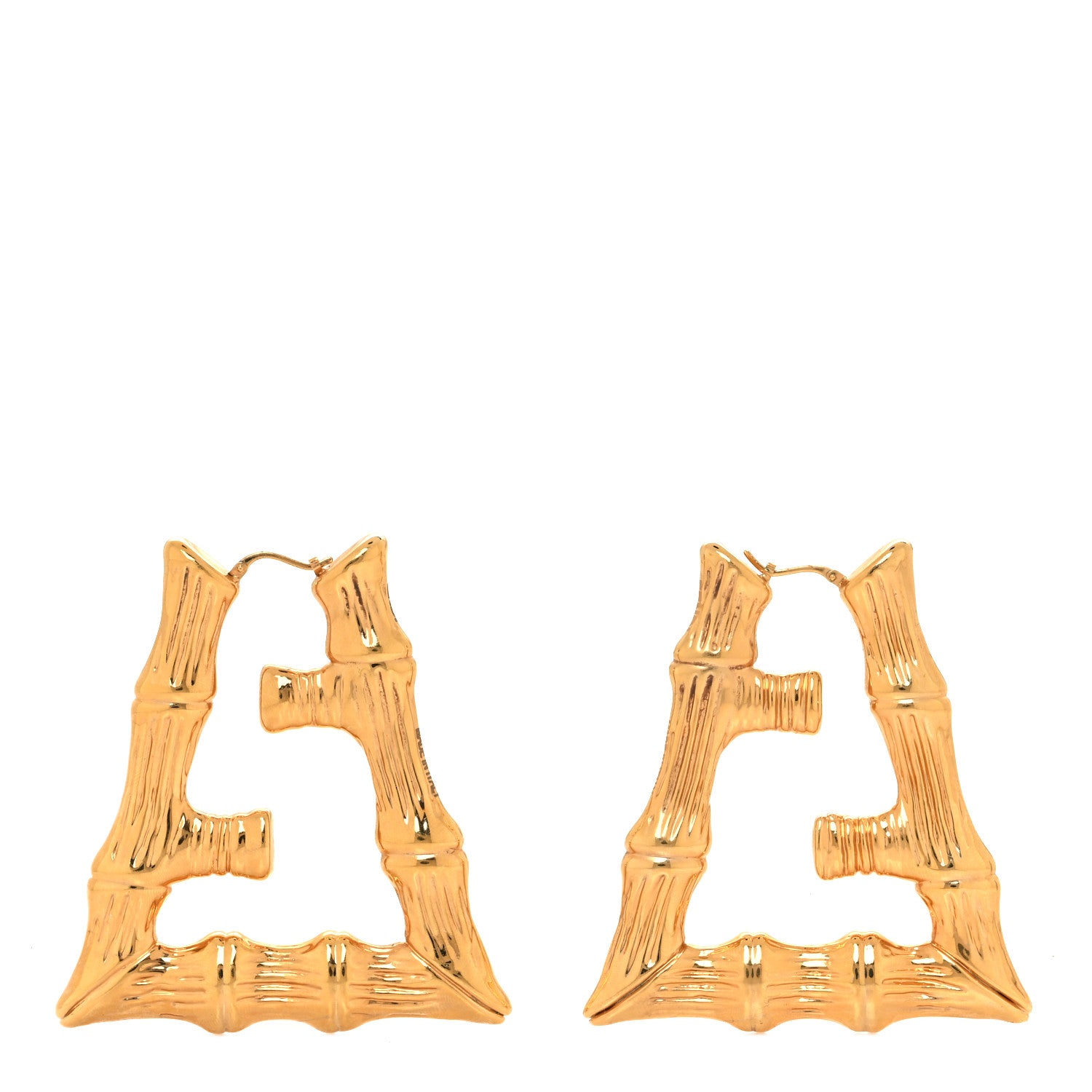Fendi Metal FF Bamboo Hoop Earrings Gold 1 of 5