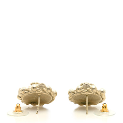 Chanel Pearl Crystal CC Round Earrings Gold 3 of 5