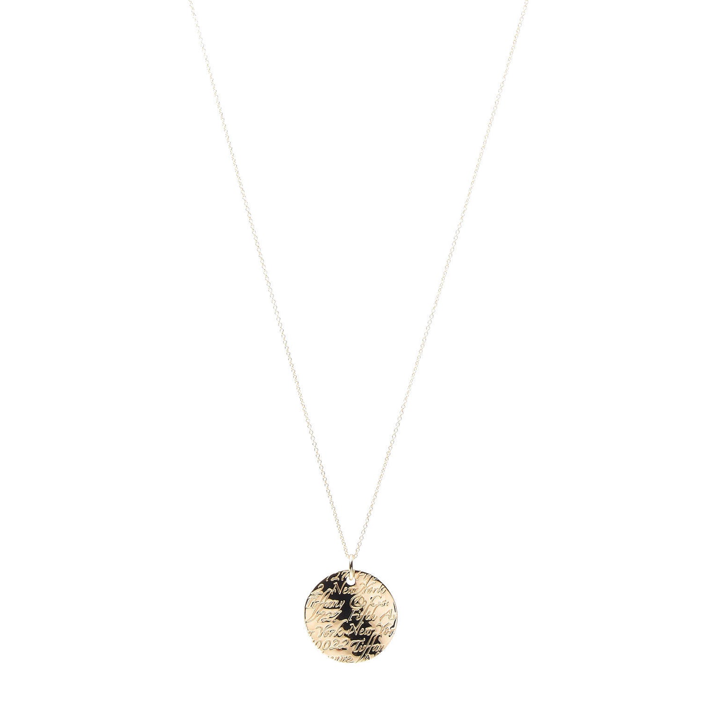 18K Yellow Gold Notes Round Pendant Necklace