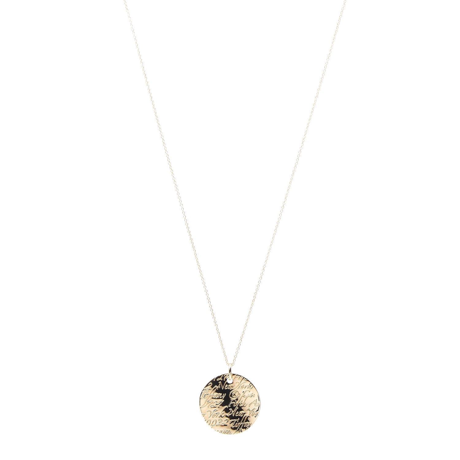 Tiffany 18K Yellow Gold Notes Round Pendant Necklace 1 of 8
