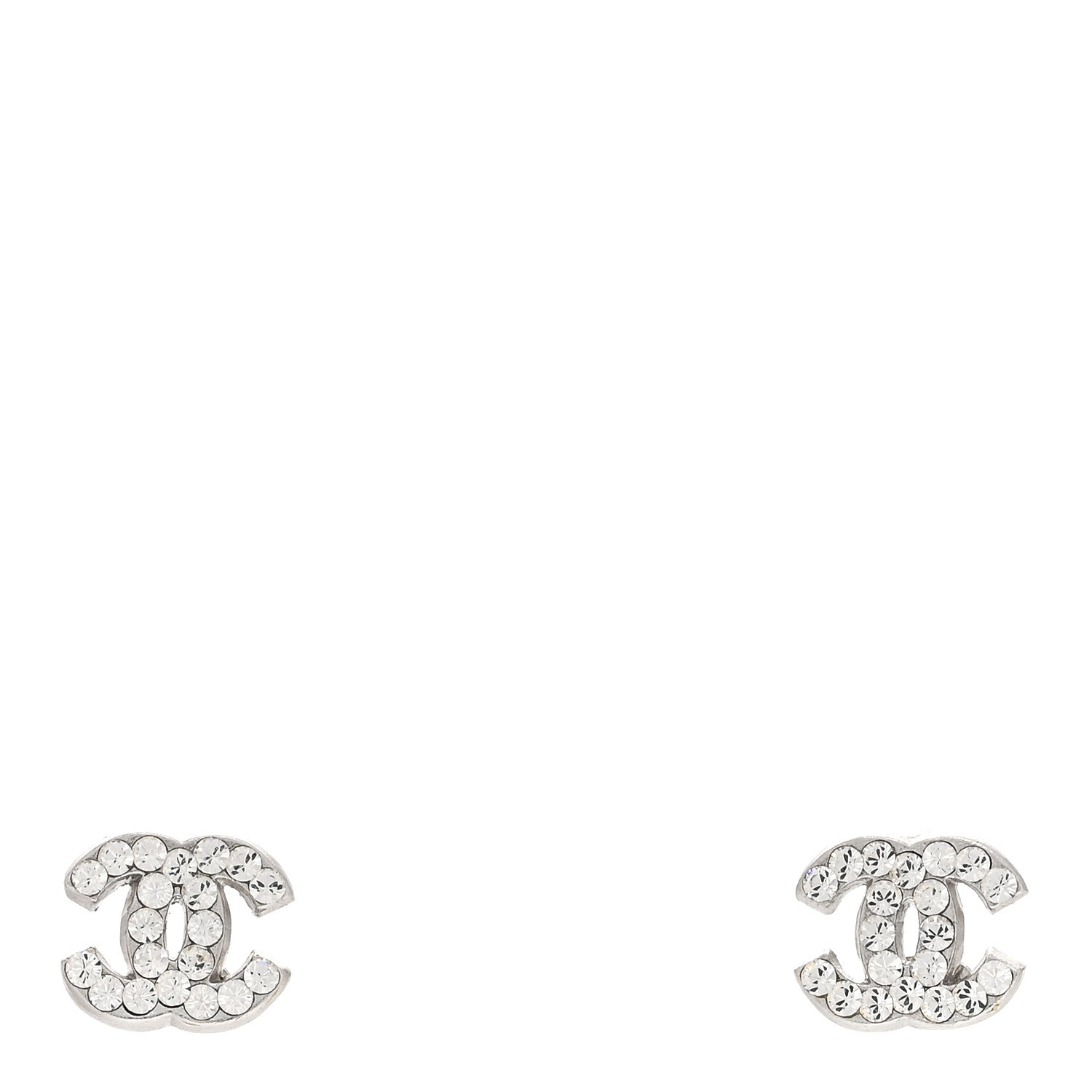 Chanel Crystal Mini Timeless CC Earrings Silver 1 of 4
