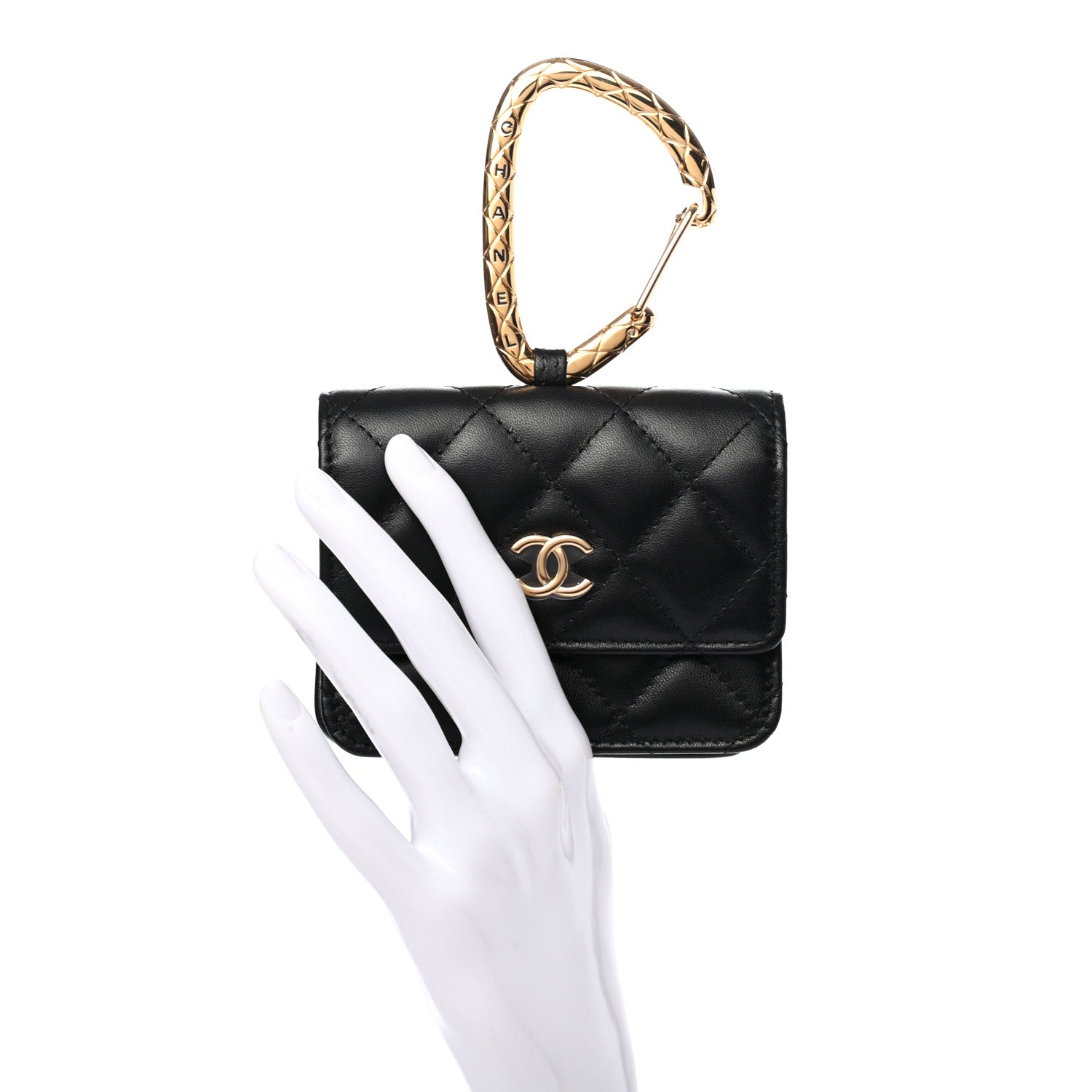 Chanel Lambskin Quilted CC Hook Card Holder Black 2 of 8