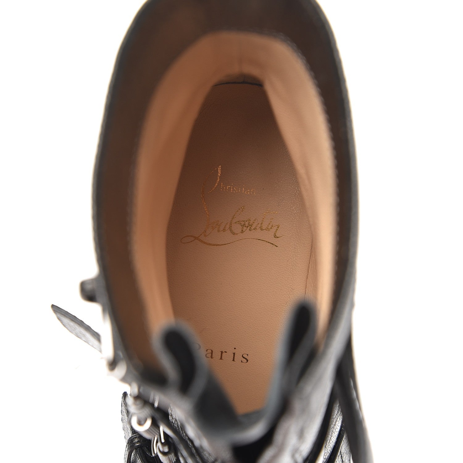 Christian Louboutin Grained Metallic Nappa Who Walks 70 Combat Ankle Boots 35 Black 6 of 8