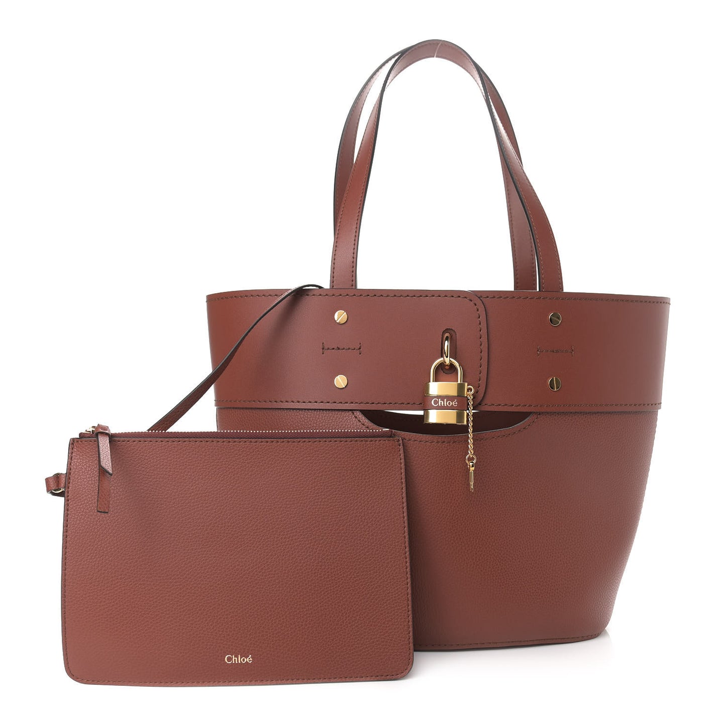 Smooth Grained Calfskin Medium Aby Tote Sepia Brown
