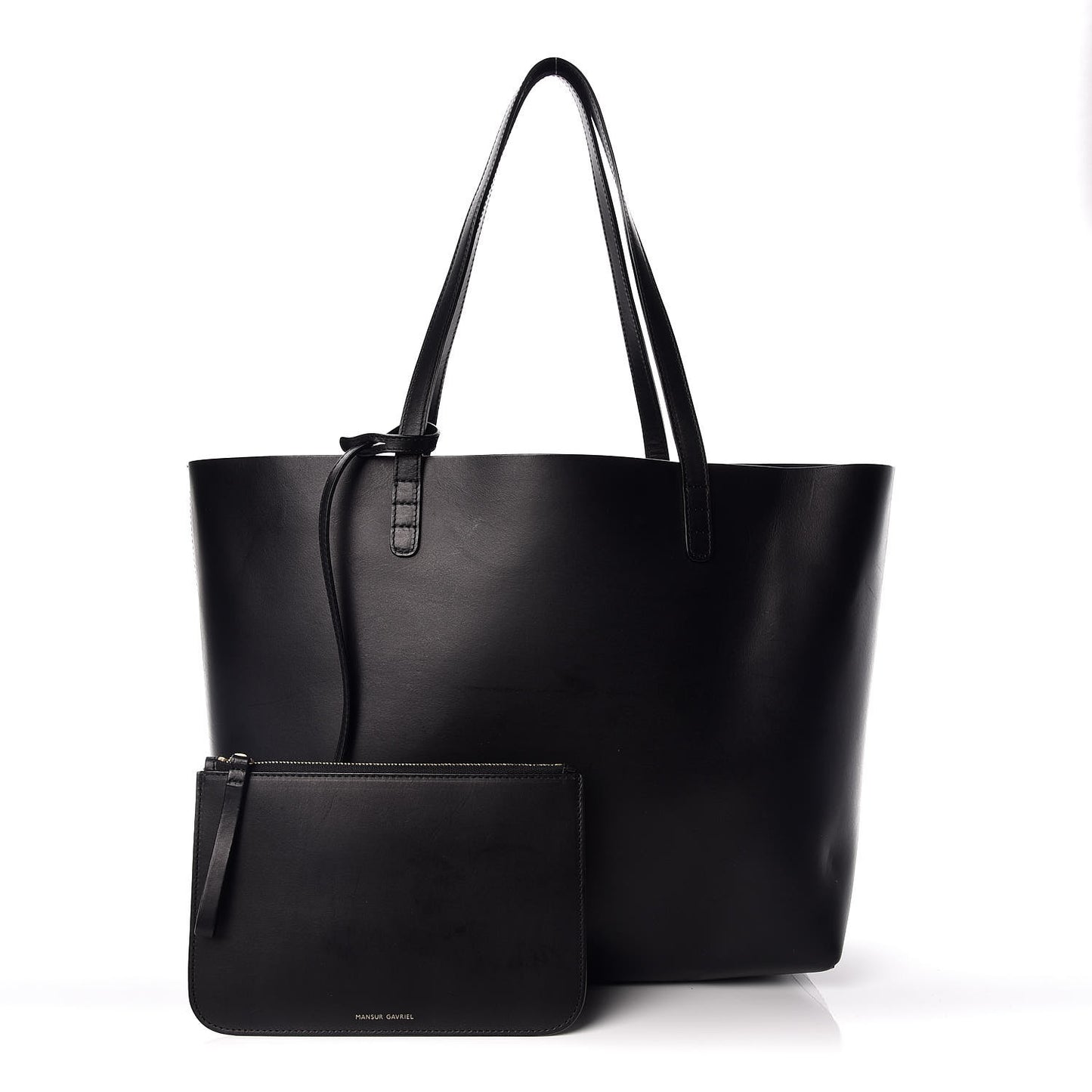 Calfskin Small Shopping Tote Black Blu
