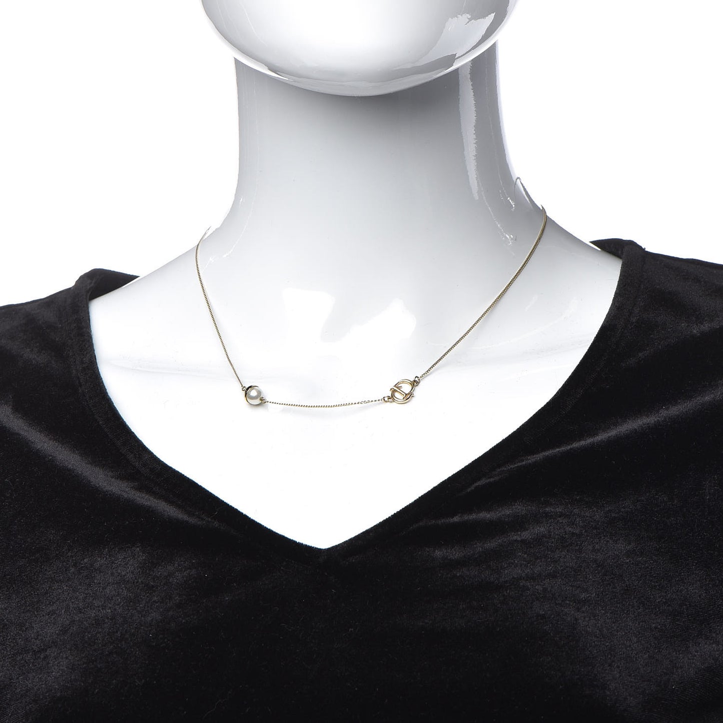 Pearl Mise en Dior Short Necklace Gold