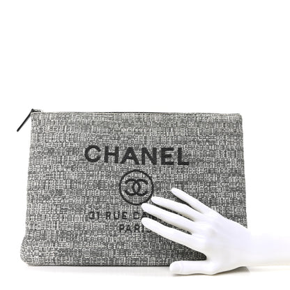 Chanel Canvas Large Deauville Pouch Grey 2 of 10