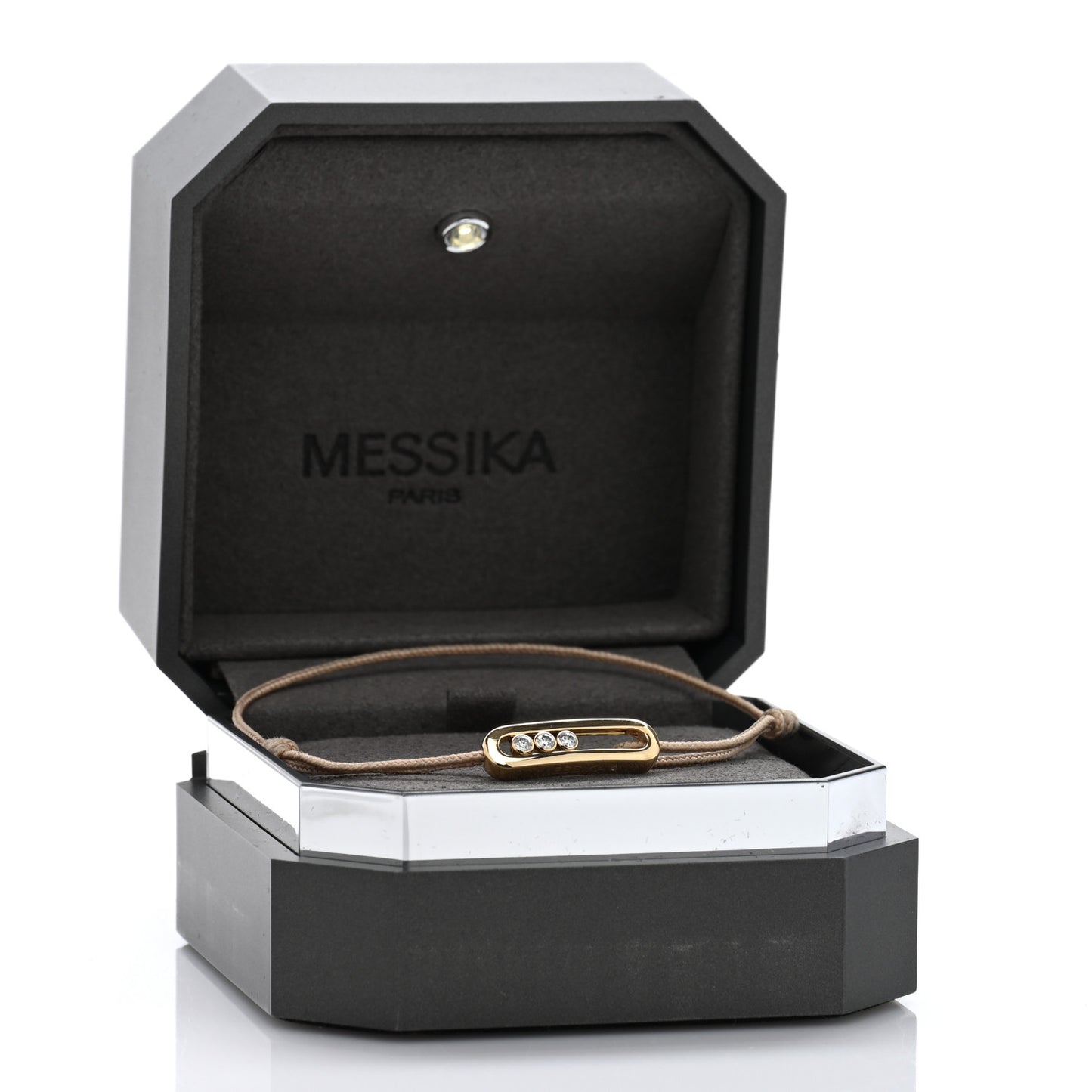 18K Yellow Gold Diamond Cord Care Bracelet Biege