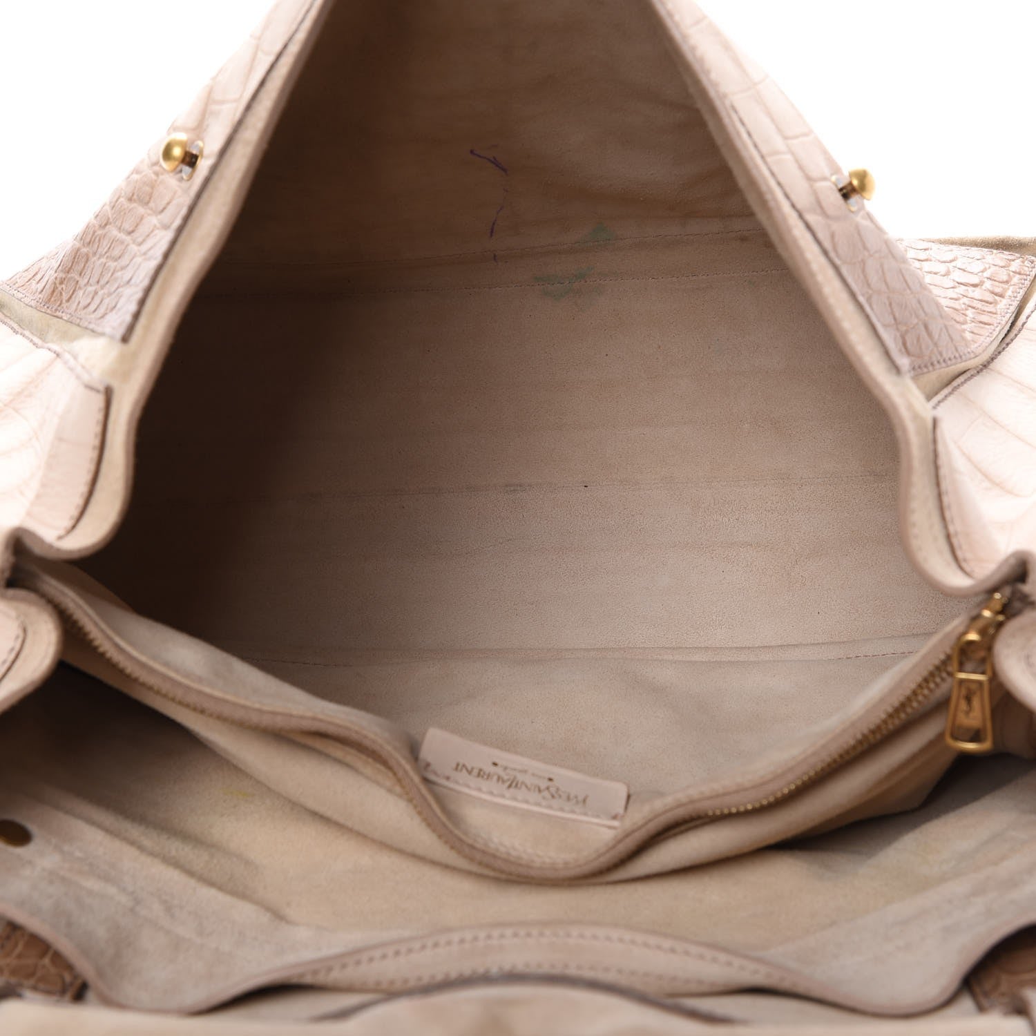 Saint Laurent Nubuck Croc Embossed Large Muse Two Beige 6 of 20