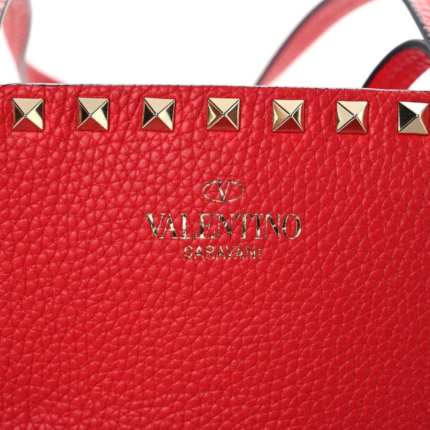 Valentino Garavani Grained Calfskin Small Rockstud Shoulder Tote Rouge Pur 9 of 14
