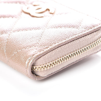 Chanel Iridescent Caviar Quilted Zip Coin Purse Beige 6 of 10