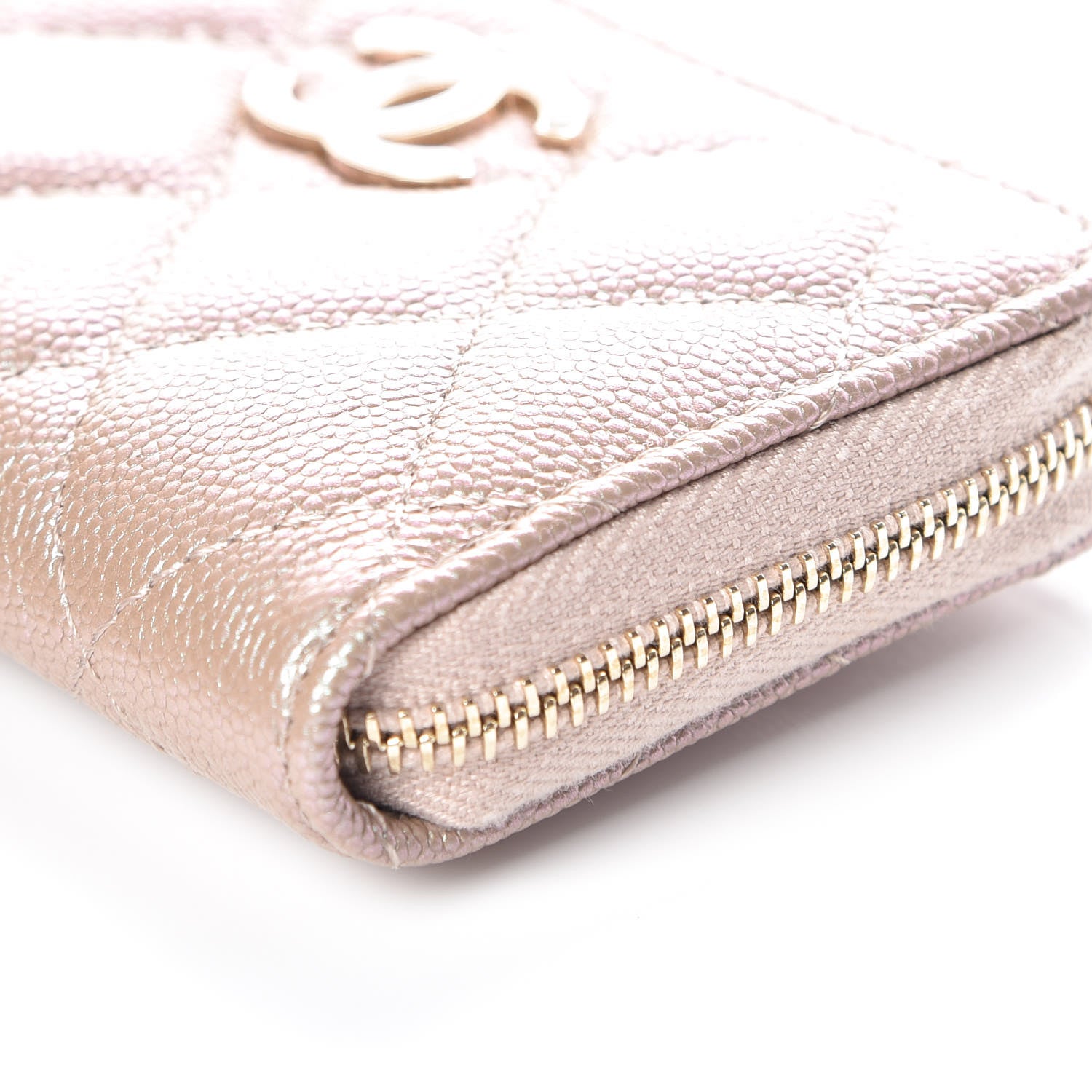 Chanel Iridescent Caviar Quilted Zip Coin Purse Beige 6 of 10
