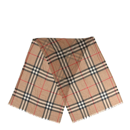 Burberry Wool Silk Gauze Giant Check Lightweight Scarf Archive Beige 2 of 3