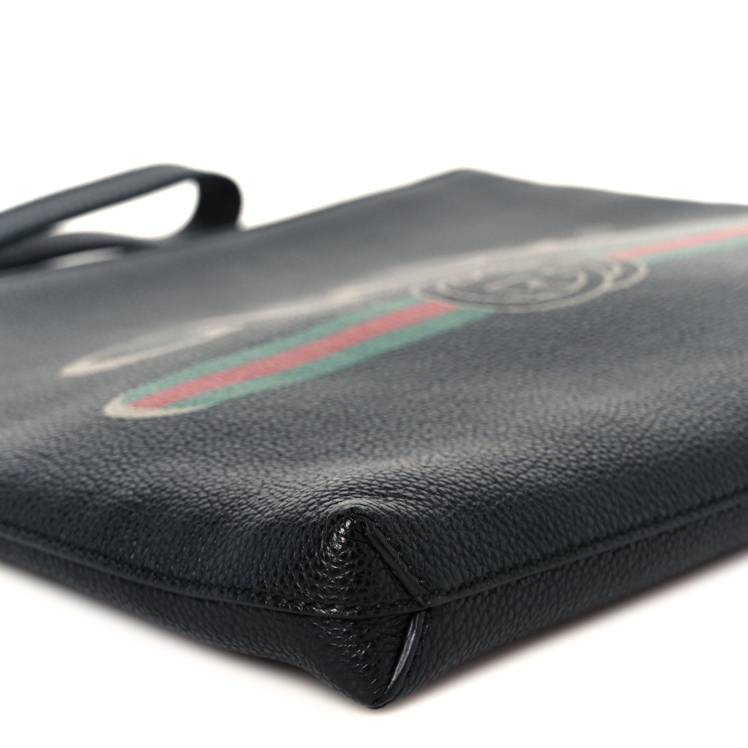 Gucci Pebbled Calfskin Logo Wristlet Black 9 of 10