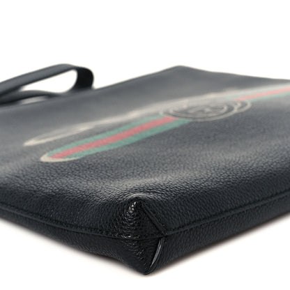 Gucci Pebbled Calfskin Logo Wristlet Black 9 of 10