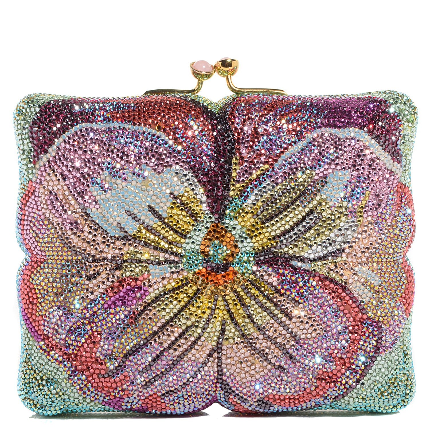 Judith Leiber Swarovski Crystal Flower Minaudiere Clutch 1 of 7
