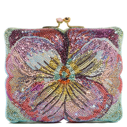 Judith Leiber Swarovski Crystal Flower Minaudiere Clutch 1 of 7