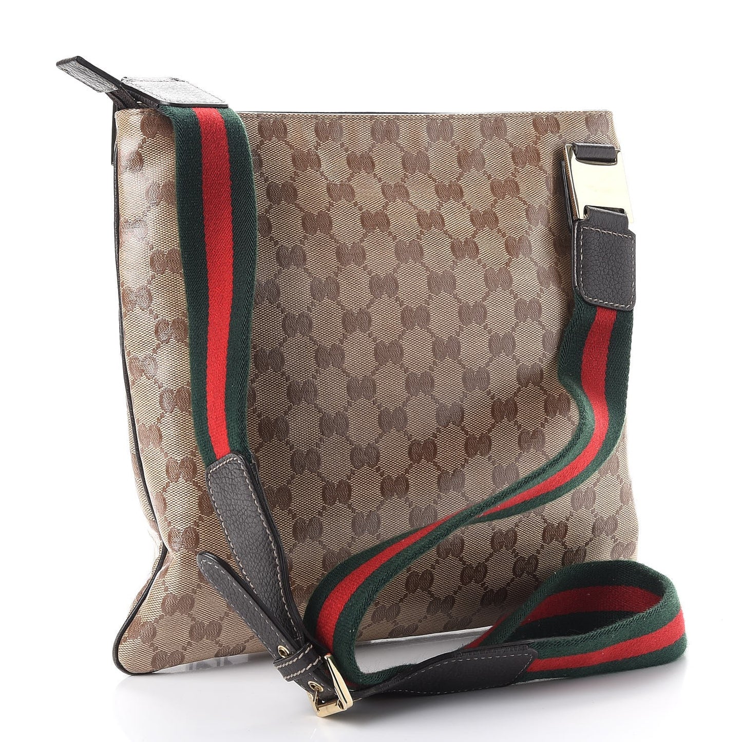 Crystal Monogram Web Crossbody Bag Brown