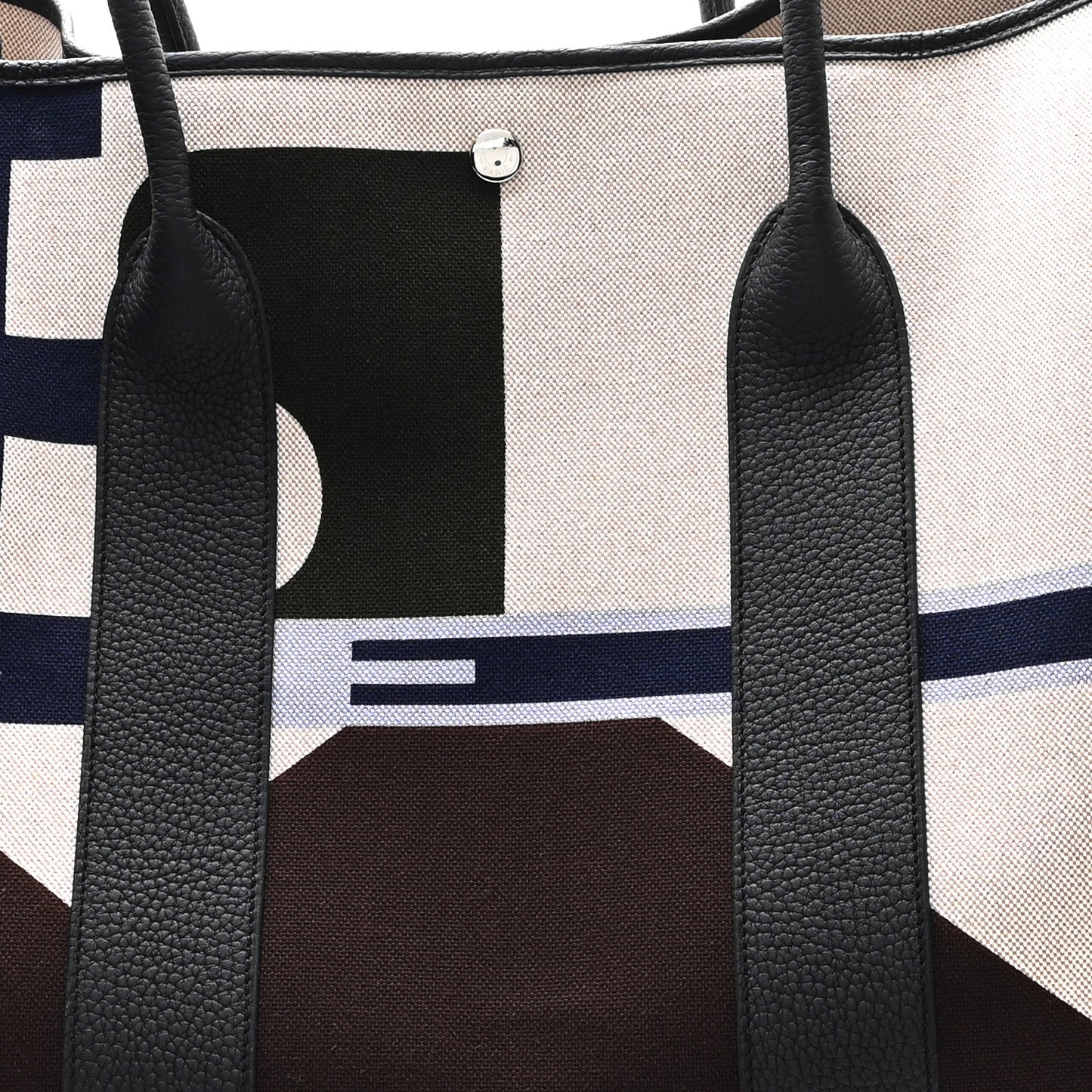 Toile H Plume Negonda Voyage Garden Party Tote 49 Bleu Indigo Ecru Beige Black