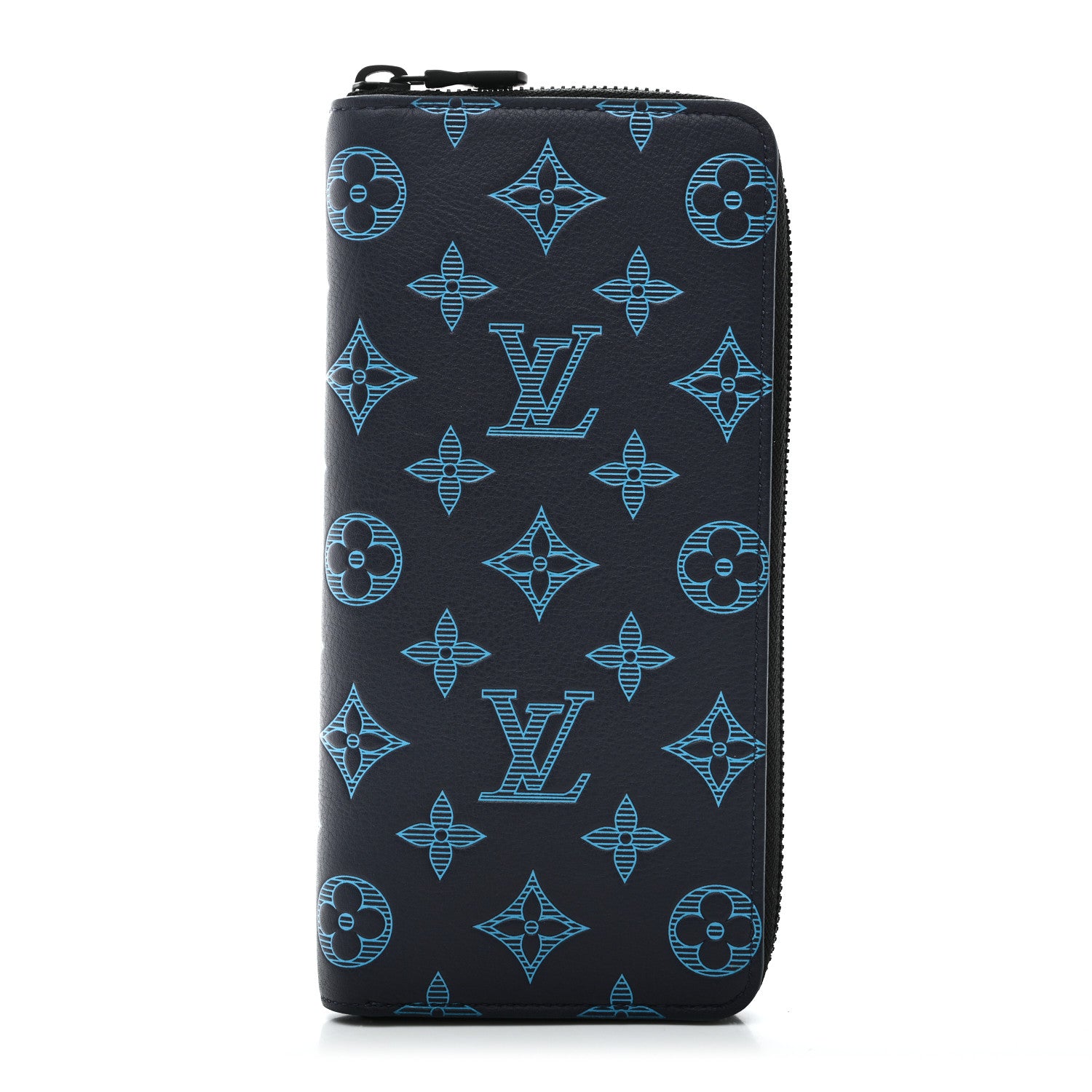 Louis Vuitton Calfskin Monogram Shadow Vertical Zippy Wallet Blue 1 of 7