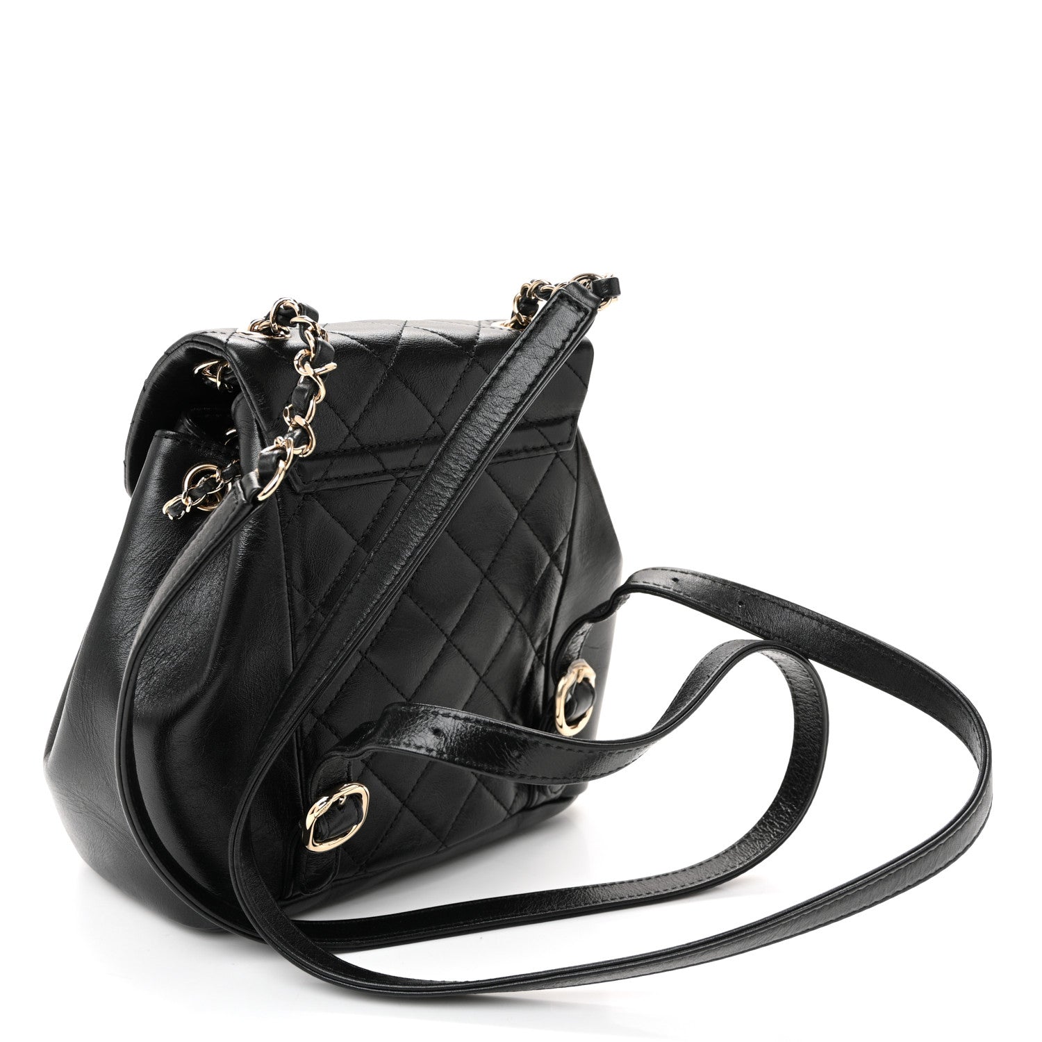 Chanel Glazed Aged Calfskin Quilted Small Duma Drawstring Backpack Black 3 of 11