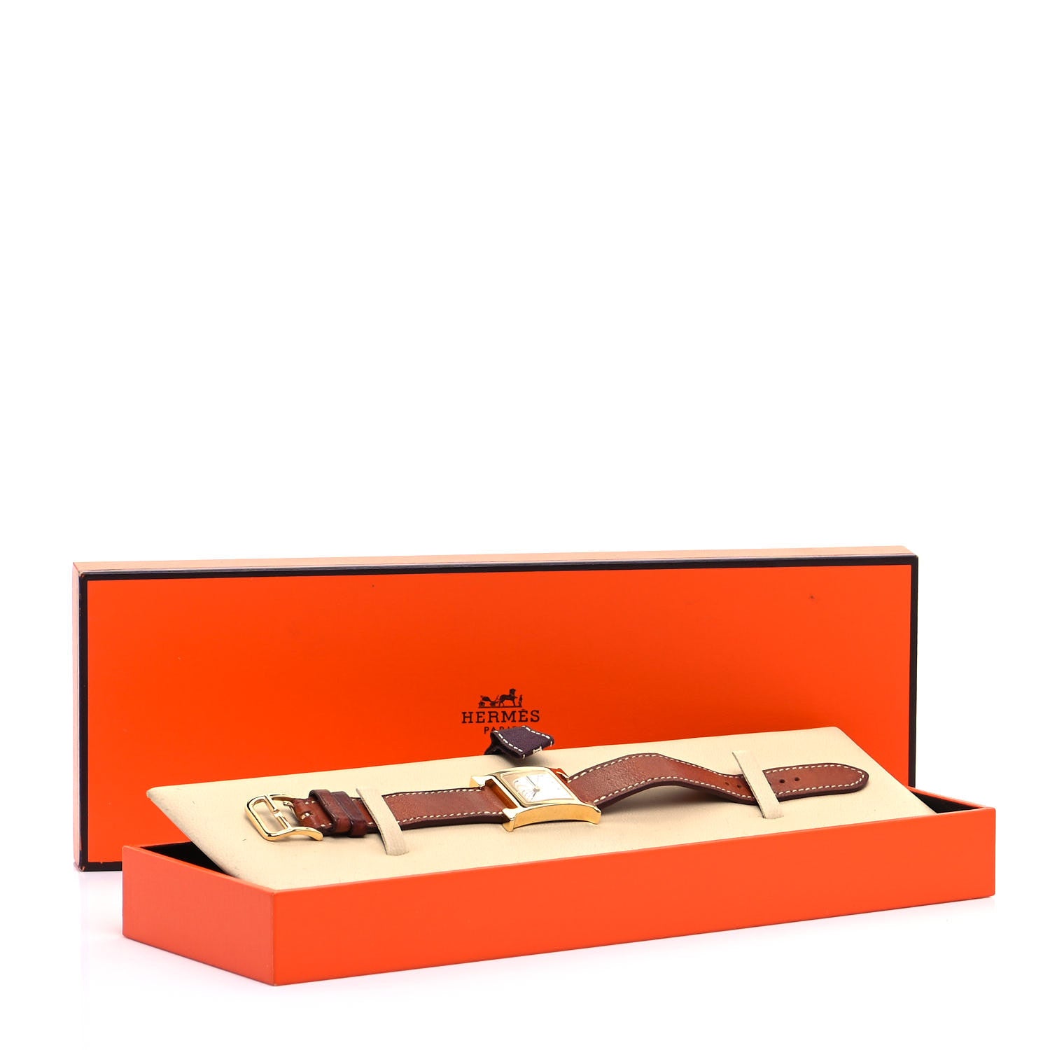 Hermes Stainless Steel Barenia 21mm Heure H Hour Quartz Watch Fauve 5 of 5