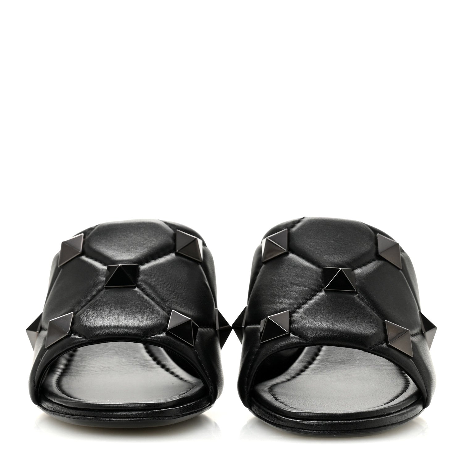 Valentino Garavani Nappa Quilted Monochrome Roman Stud 65mm Slide