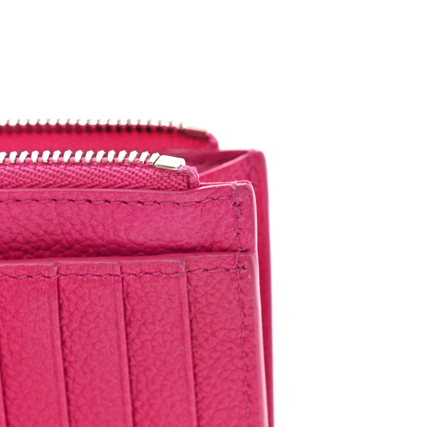 Grained Calfskin Large Cash Long Coin Card Holder Hot Pink