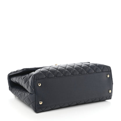 Chanel Caviar Quilted Medium Coco Handle Flap Navy Blue 4 of 10