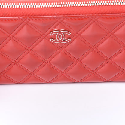 Chanel Patent Quilted Double Stitched Zip Around Wallet Red 9 of 11
