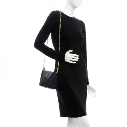 Prada Tessuto Nylon Saffiano Crossbody Bag Black Blue 2 of 7