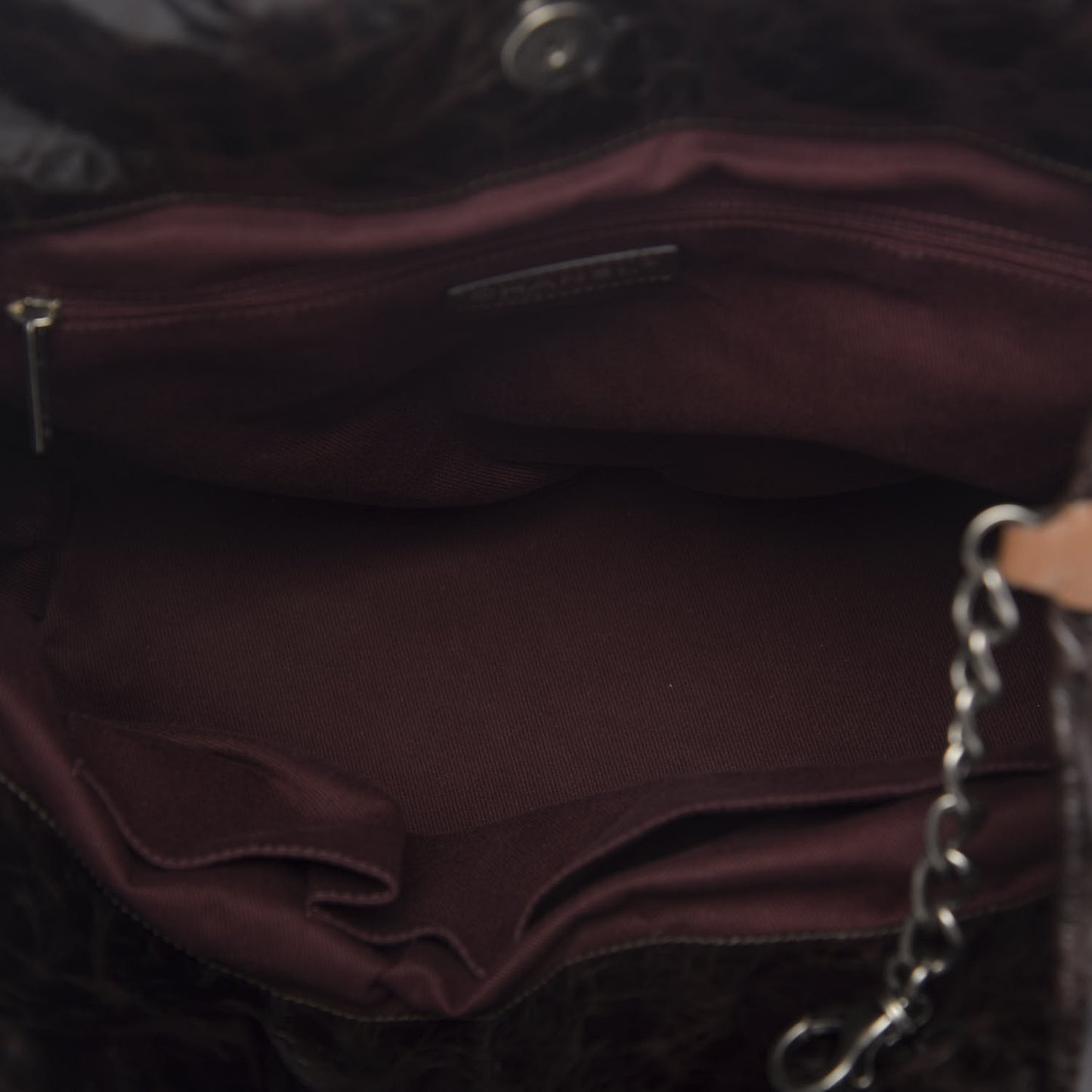 Iridescent Calfskin Quilted Large In The Mix Tote Dark Brown