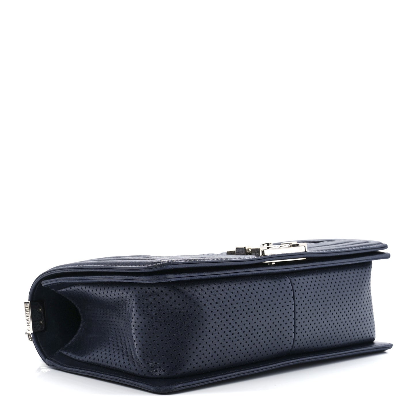 Lambskin Perforated Medium Boy Flap Navy