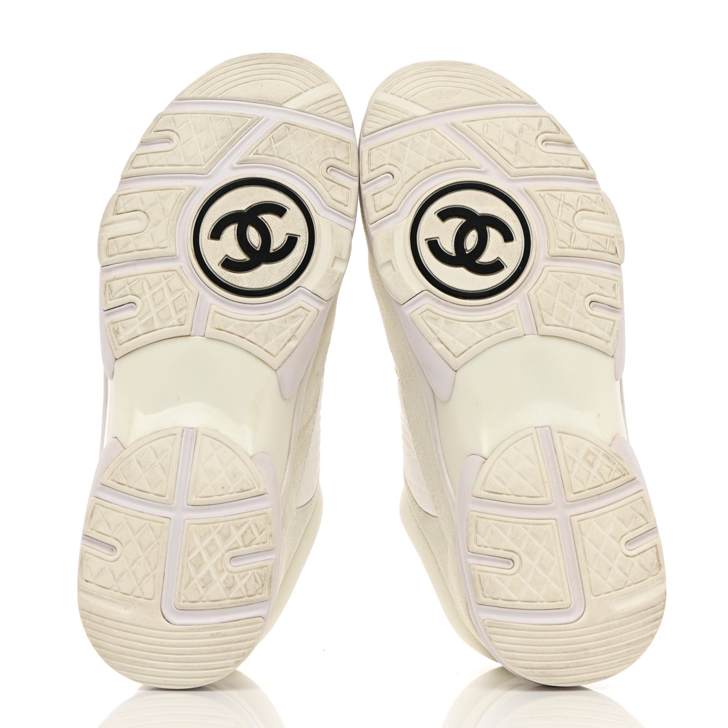 Suede Calfskin Fabric CC Sneakers 38 White
