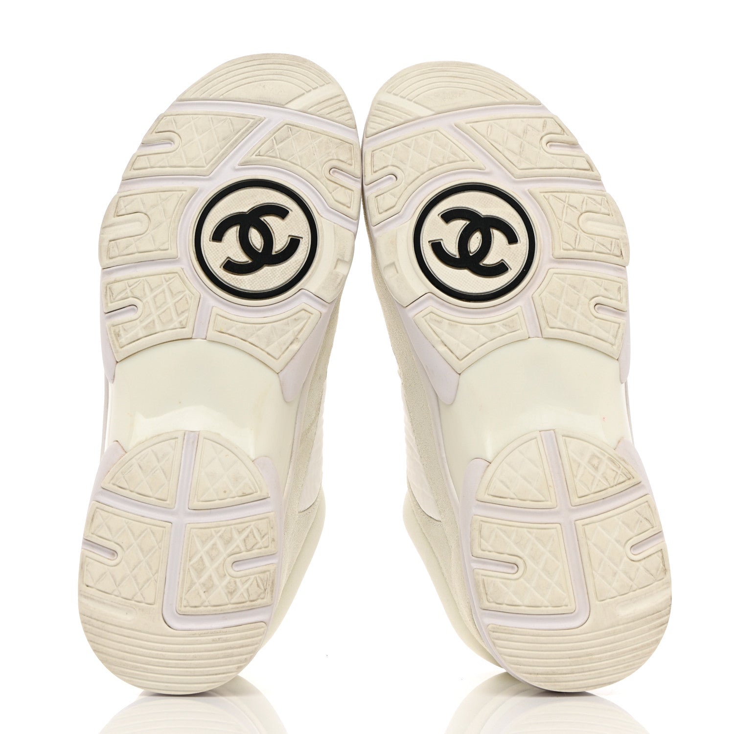 Chanel Suede Calfskin Fabric CC Sneakers 38 White 5 of 21