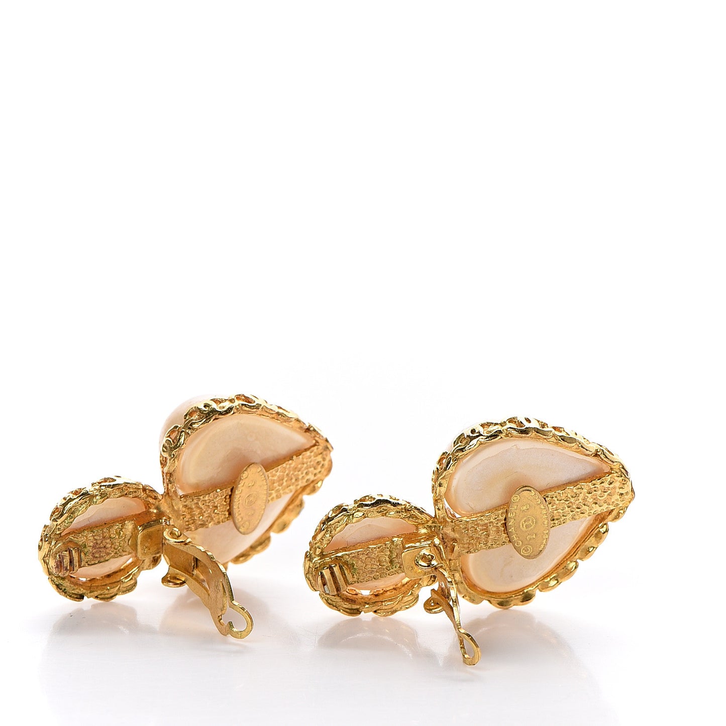 Pearl Heart Clip On Earrings Gold