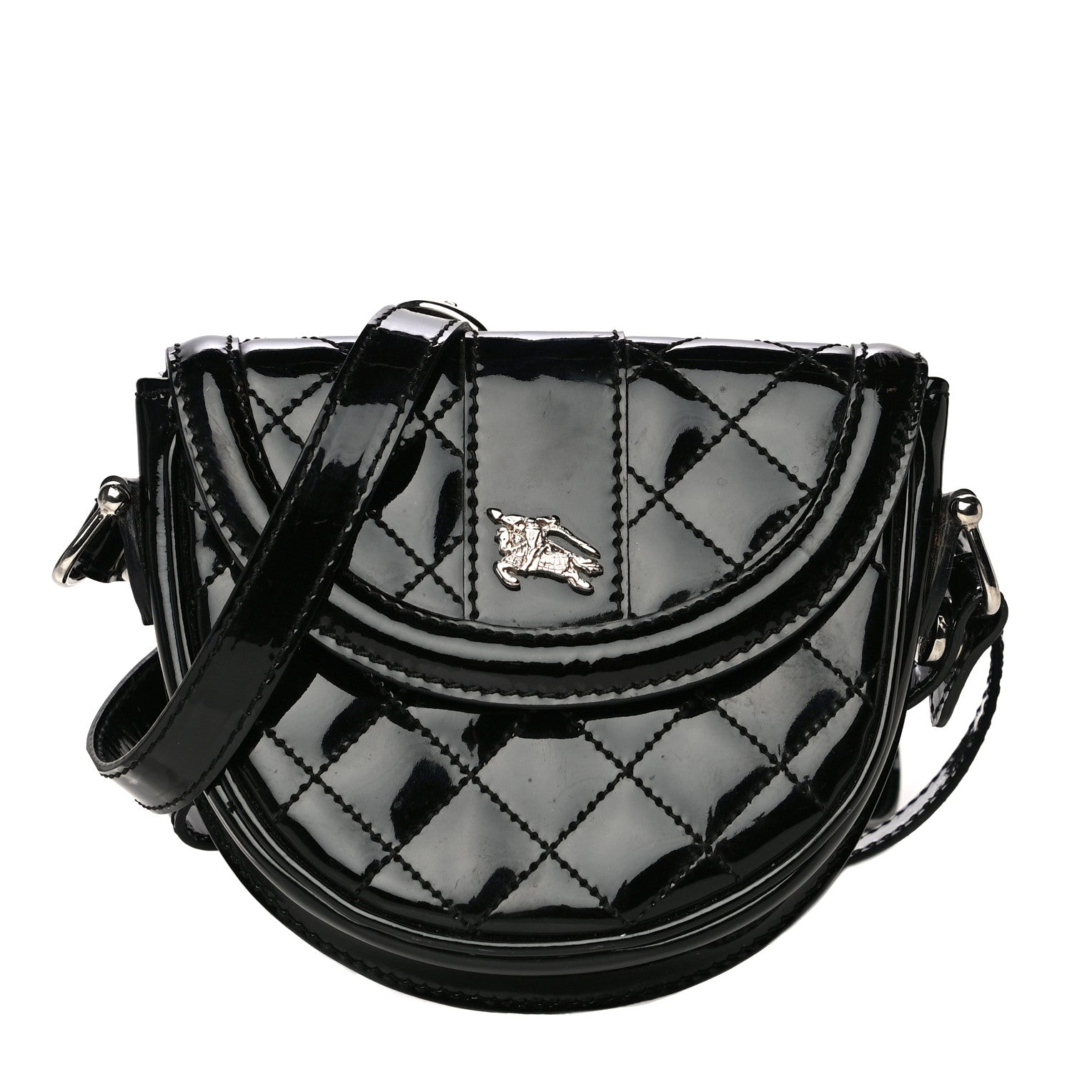 Burberry Patent Calfskin Quilted Mini Crossbody Bag Black 1 of 16