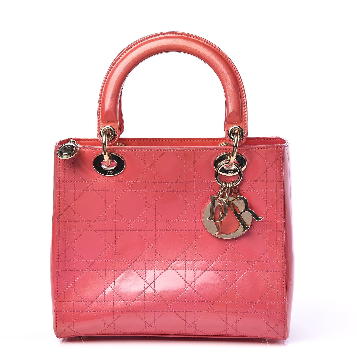 Patent Cannage Medium Lady Dior Pink