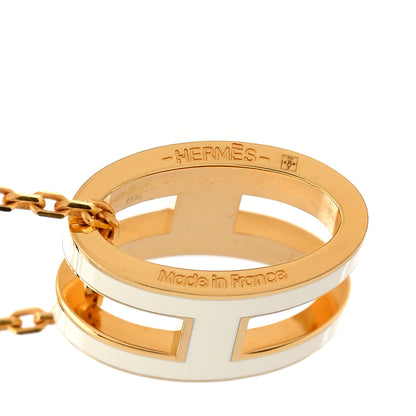 Hermes Lacquered Gold Pop H Pendant Necklace White 5 of 7