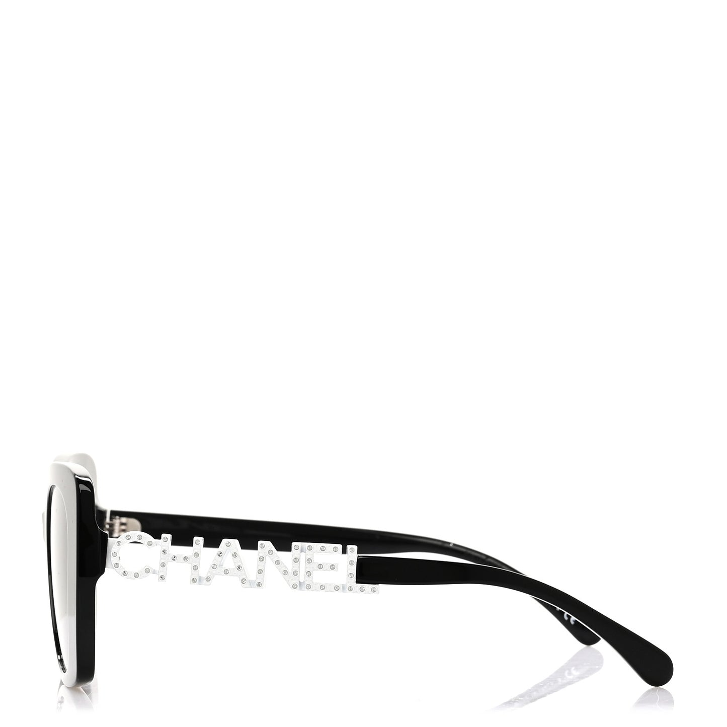 Acetate Strass Square Sunglasses 5422-B-A Black White