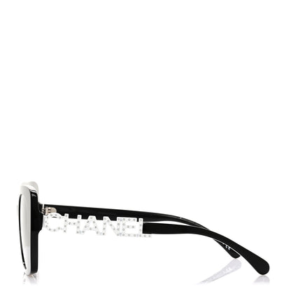 Chanel Acetate Strass Square Sunglasses 5422-B-A Black White 3 of 7